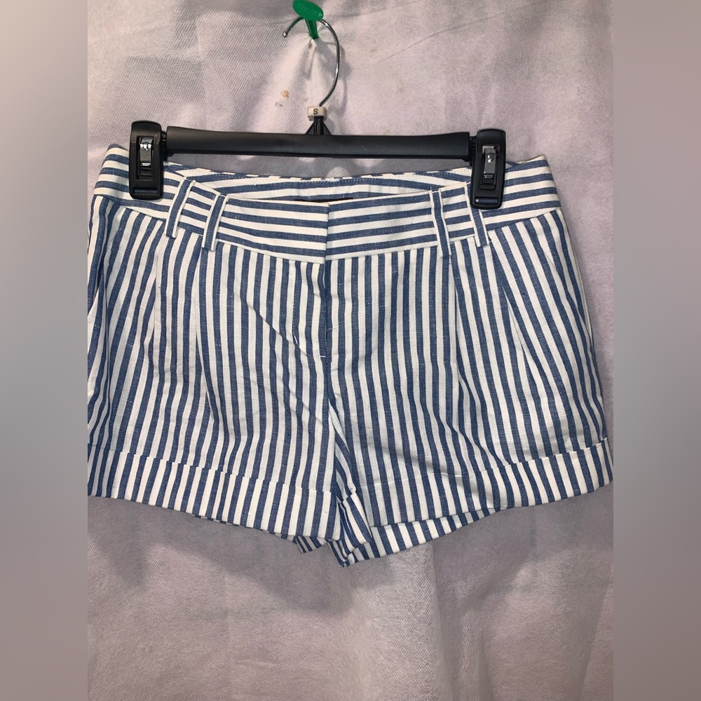 EXPRESS White and Blue Striped Short New 0